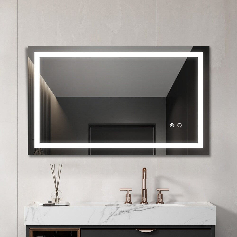 40*24 LED Lighted Bathroom Wall Mounted Mirror with High Lumen+Anti-Fog Separately Control - 40*24