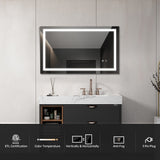40*24 LED Lighted Bathroom Wall Mounted Mirror with High Lumen+Anti-Fog Separately Control - 40*24