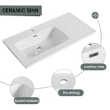 40'' Floating Wall-Mounted Bathroom Vanity with Ceramics Sink & Soft-Close Cabinet Door