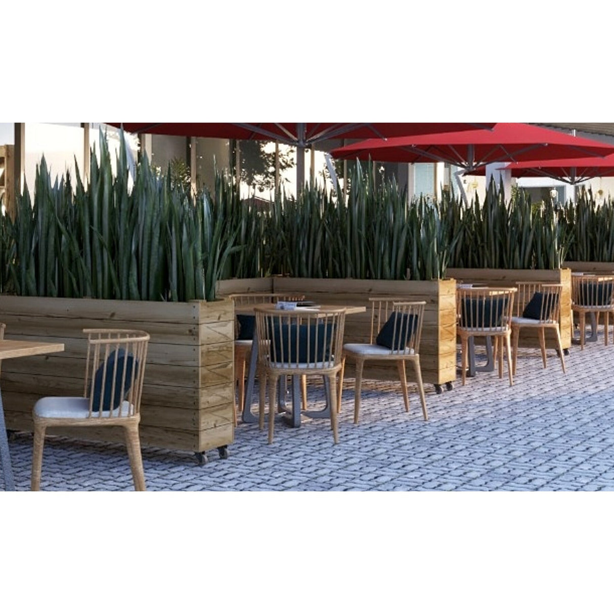 40inx12inx24in Solid Wood Rolling Planter Barrier - 1pc