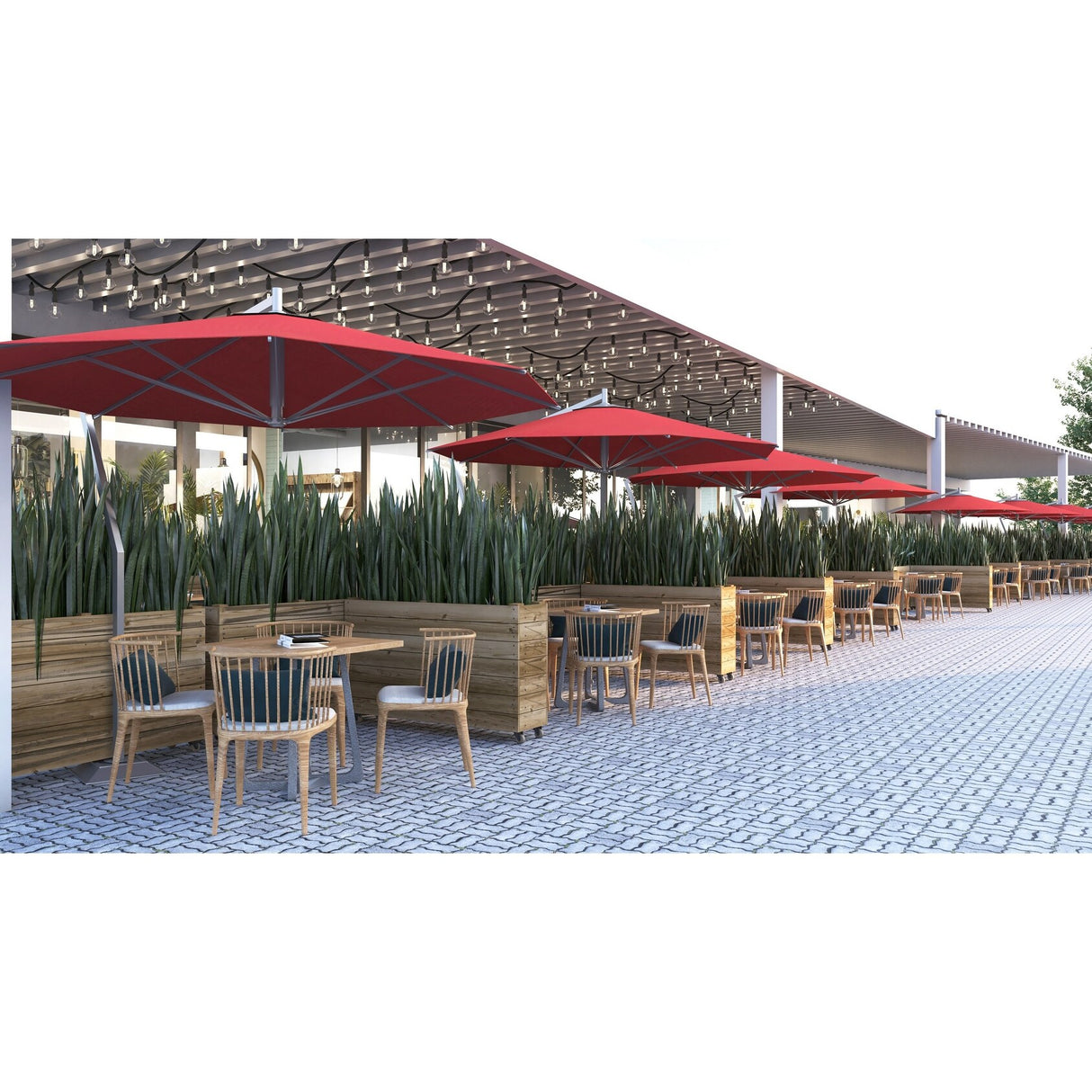 40inx12inx24in Solid Wood Rolling Planter Barrier - 1pc