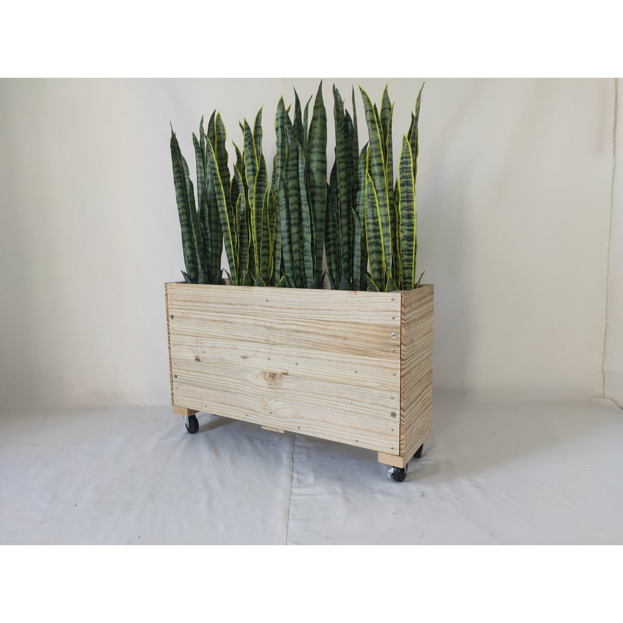 40inx12inx24in Solid Wood Rolling Planter Barrier - 1pc