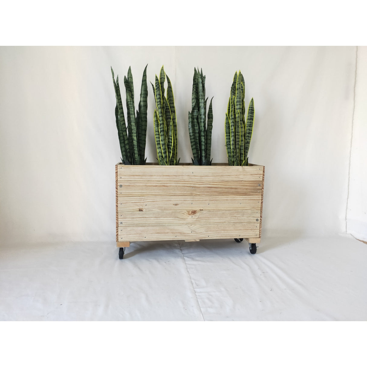 40inx12inx24in Solid Wood Rolling Planter Barrier - 1pc
