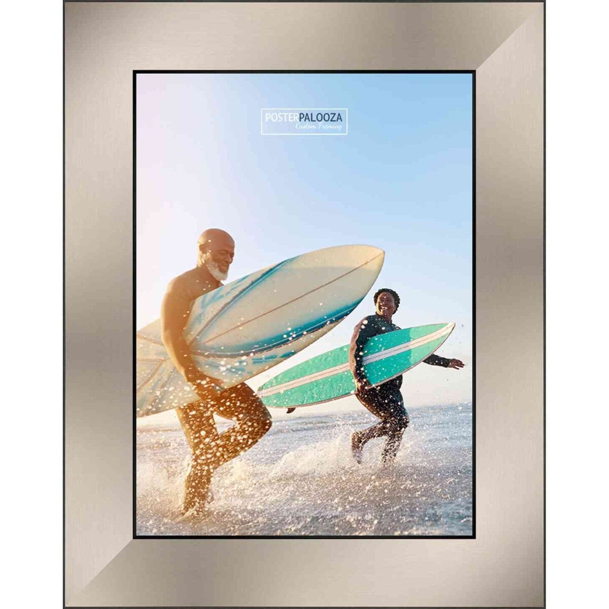40x20 Contemporary Pewter Complete Wood Panoramic Frame with UV Acrylic, Foam Board Backing, & Hardware