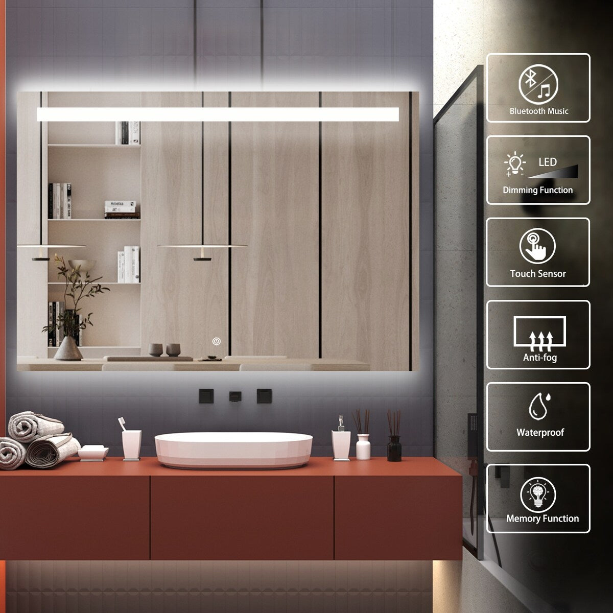 40x28 Inch Anti-Fog Dimmable Single touch mark Bathroom Vanity Mirror - 40*28in