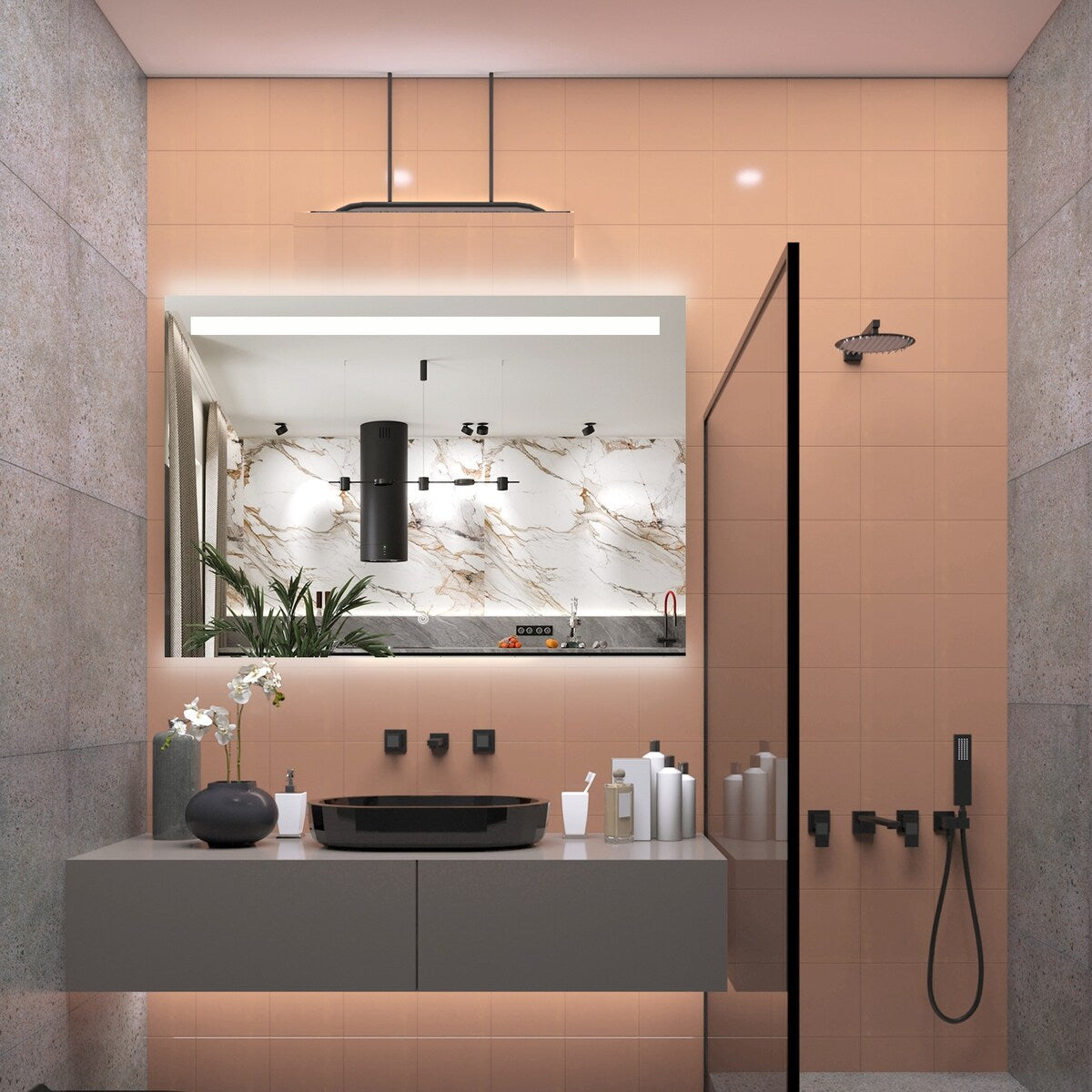 40x28 Inch Anti-Fog Dimmable Single touch mark Bathroom Vanity Mirror - 40*28in