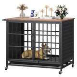 41 inch Chew Proof Extra Large Dog Crate w/Removable Trays, 2 Door, Lockable Wheels for Large Medium Dog