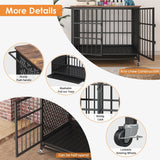 41 inch Chew Proof Extra Large Dog Crate w/Removable Trays, 2 Door, Lockable Wheels for Large Medium Dog