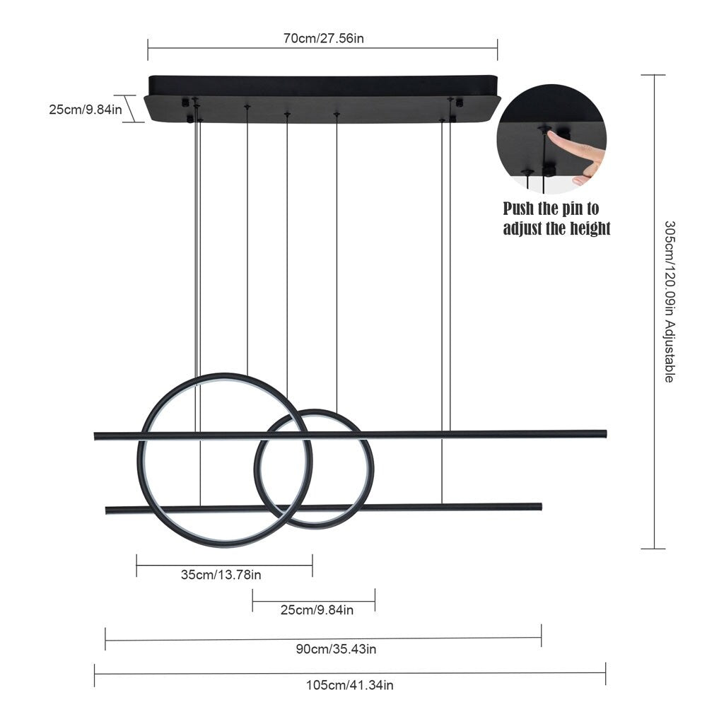 41.34 in. Integrated LED Modern Kitchen Island Linear Pendant Light
