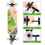 42 in. Green Longboard Skateboard Drop Through Deck Complete Maple Cruiser Freestyle, Camber Concave