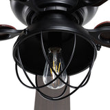 42 in. Low Profile Black Cage Ceiling Fan with Light Kit and Remote Control - 42-in
