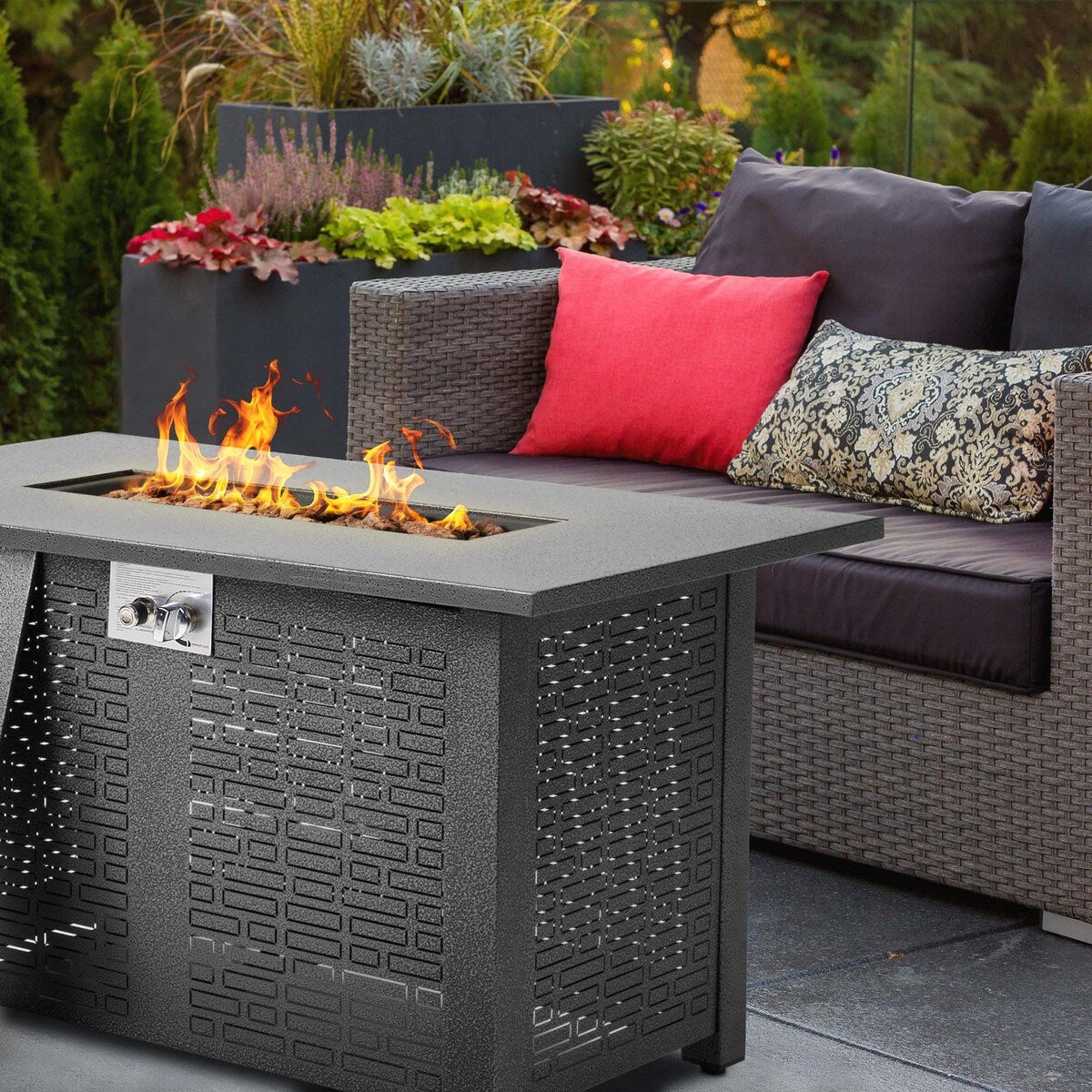 42 in. Steel Outdoor Fire Pit 55,000 BTU CAS Certification with Lid