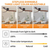 42 inch Black Wood Ceiling Fans with Lights and Remote, Modern Flush Mount Low Profile Ceiling Fan with Light, 6 Speed
