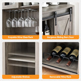 42.5-inch Farmhouse Wine Cabinet with Sliding Barn Door - 15.7"D x 42.5"W x 69.6"H