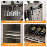 42.5-inch Farmhouse Wine Cabinet with Sliding Barn Door - 15.7"D x 42.5"W x 69.6"H