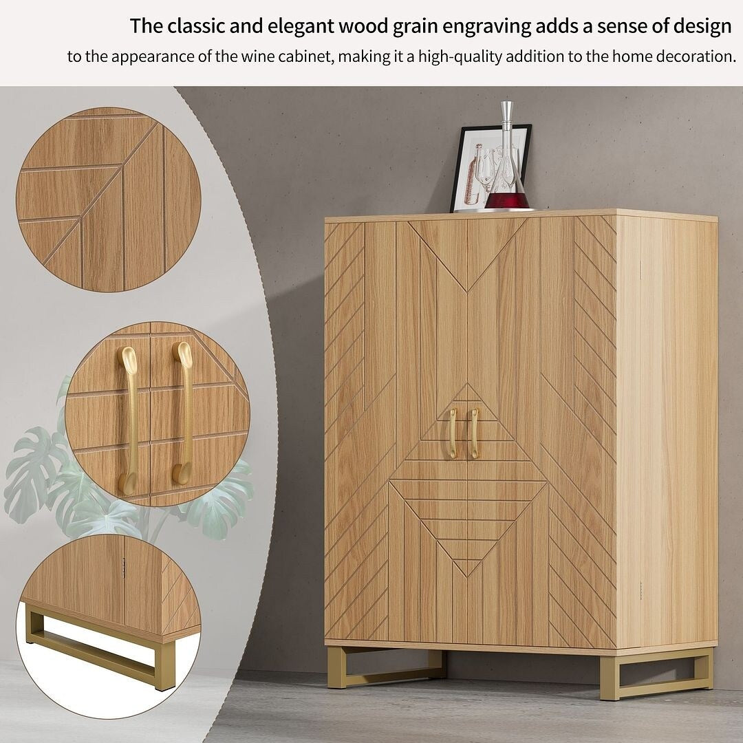 42.5" Modern Carved Home Bar Cabinet with Storage