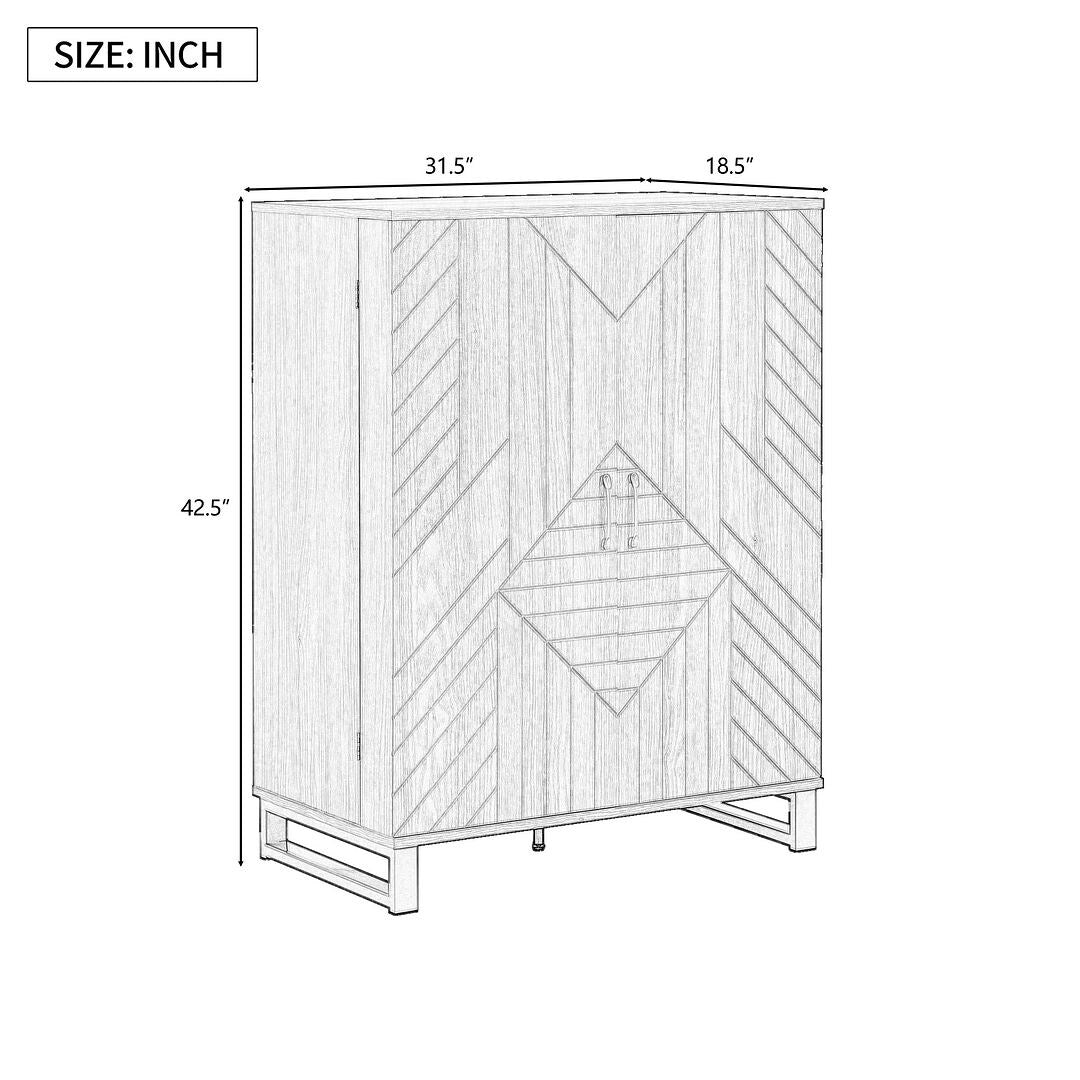 42.5" Modern Carved Home Bar Cabinet with Storage