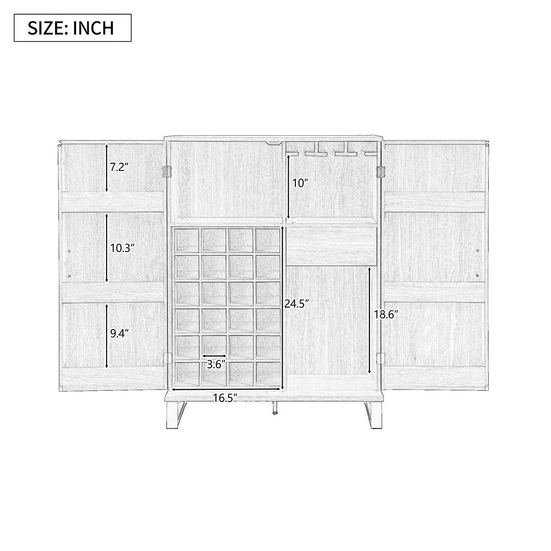 42.5" Modern Carved Home Bar Cabinet with Storage