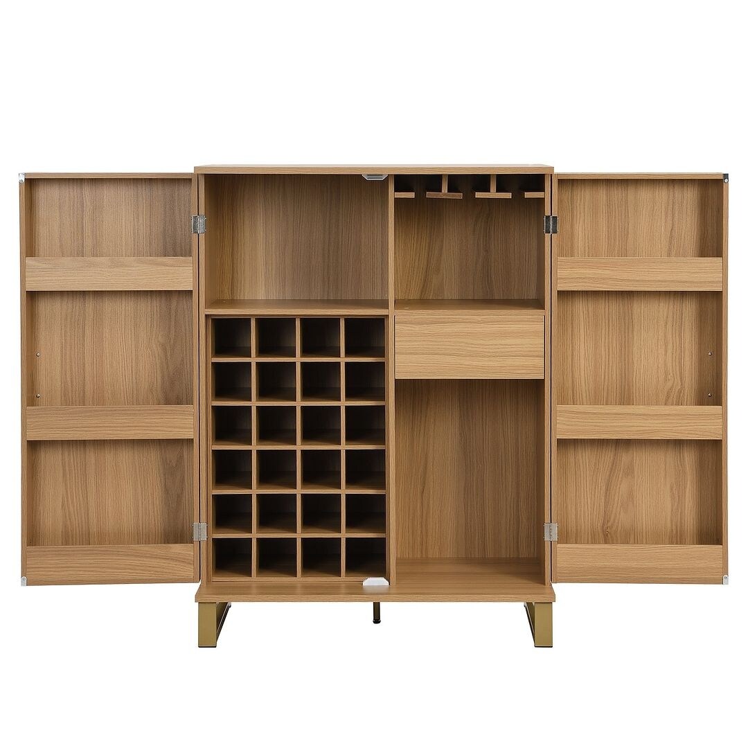 42.5" Modern Carved Home Bar Cabinet with Storage