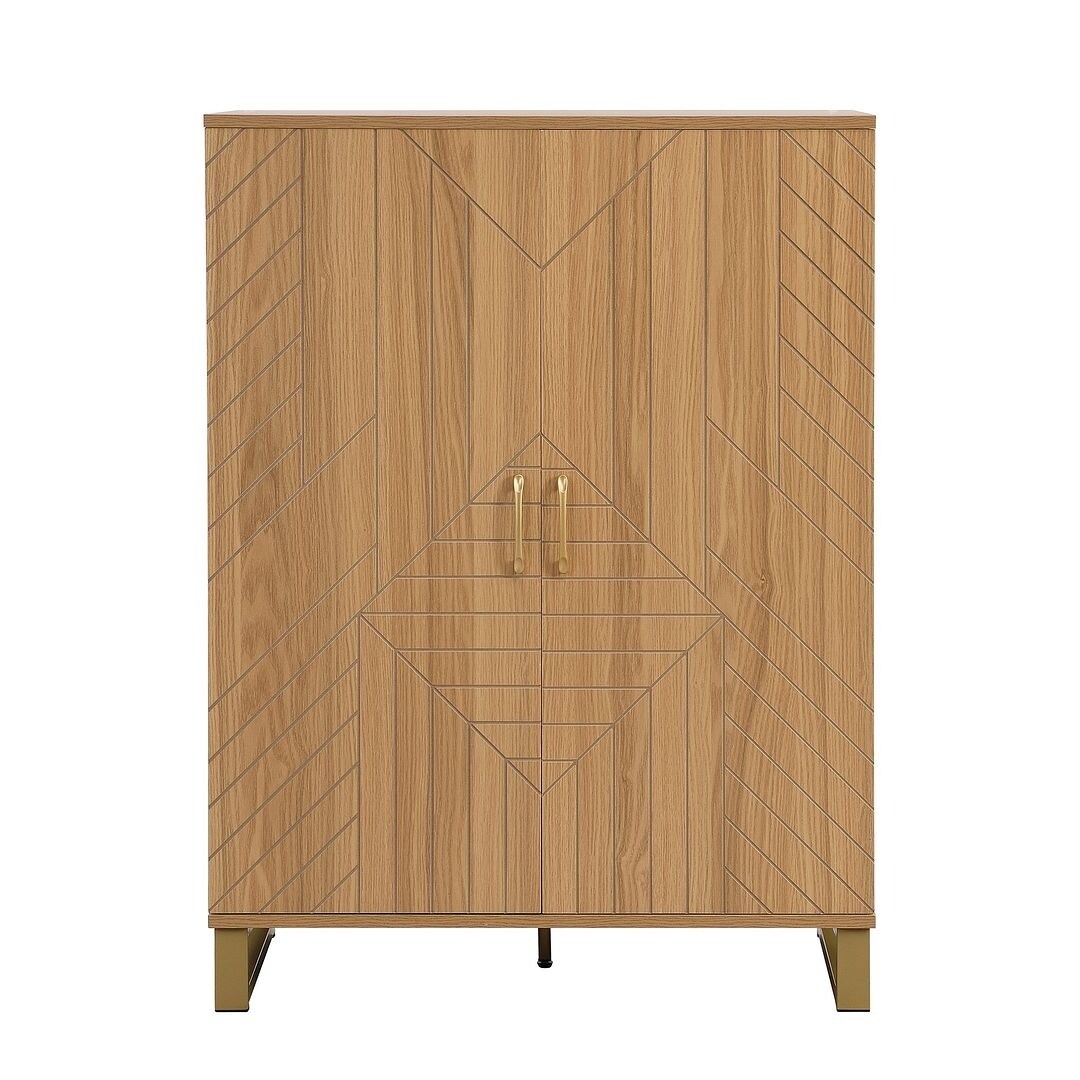 42.5" Modern Carved Home Bar Cabinet with Storage