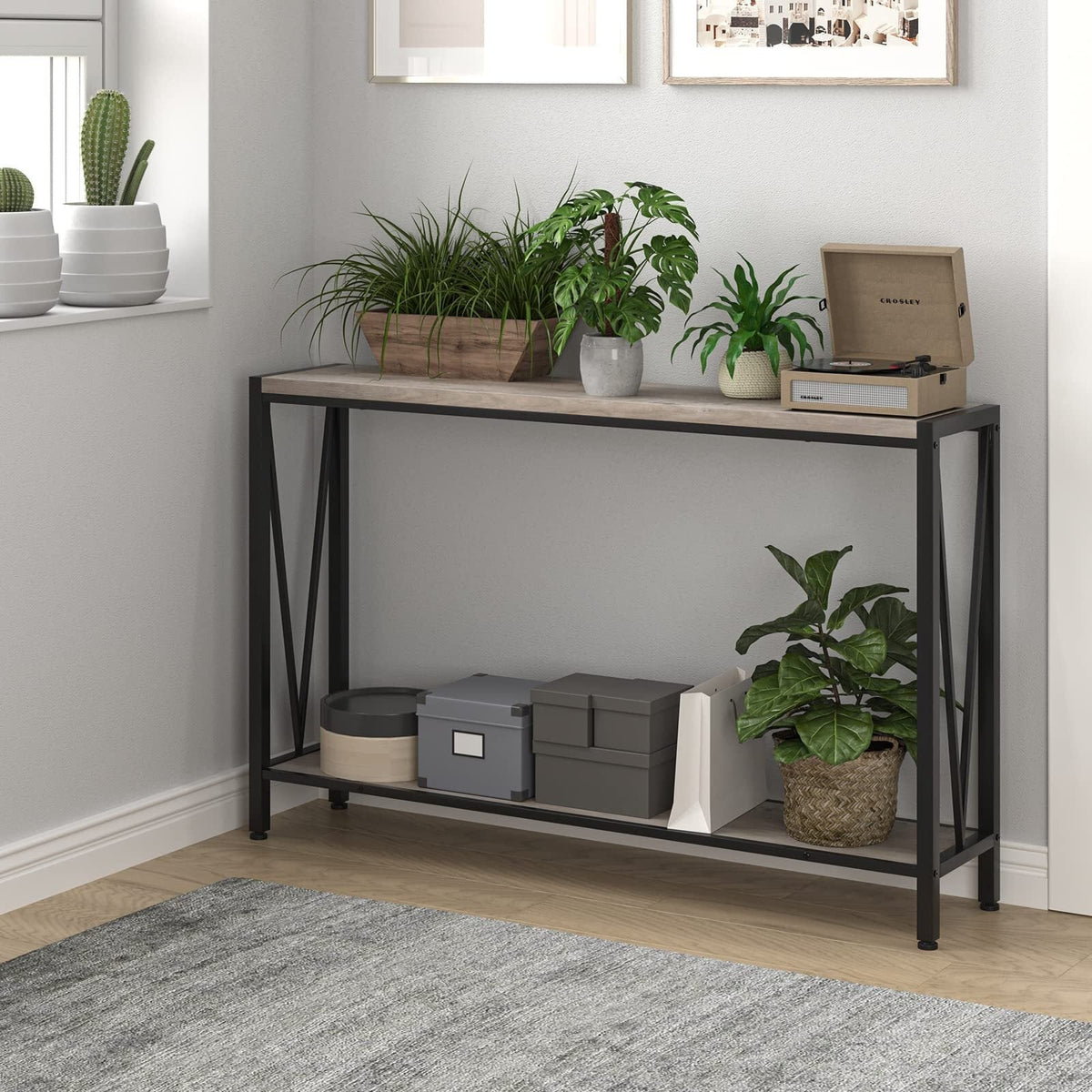 42.9" Grey Entryway Table with Storage
