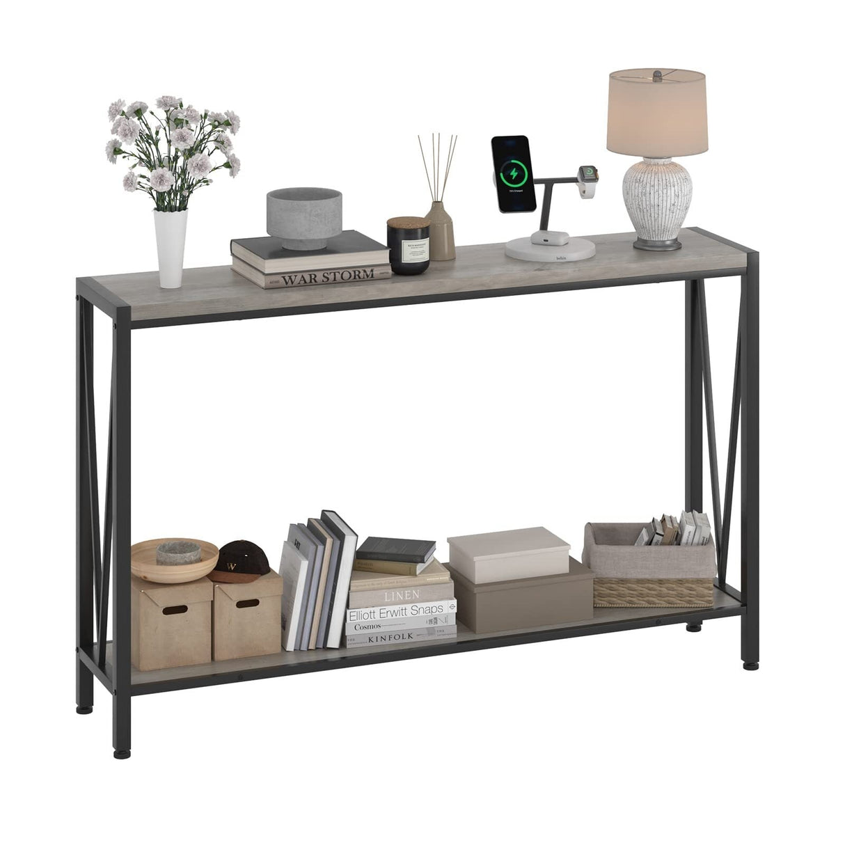 42.9" Grey Entryway Table with Storage