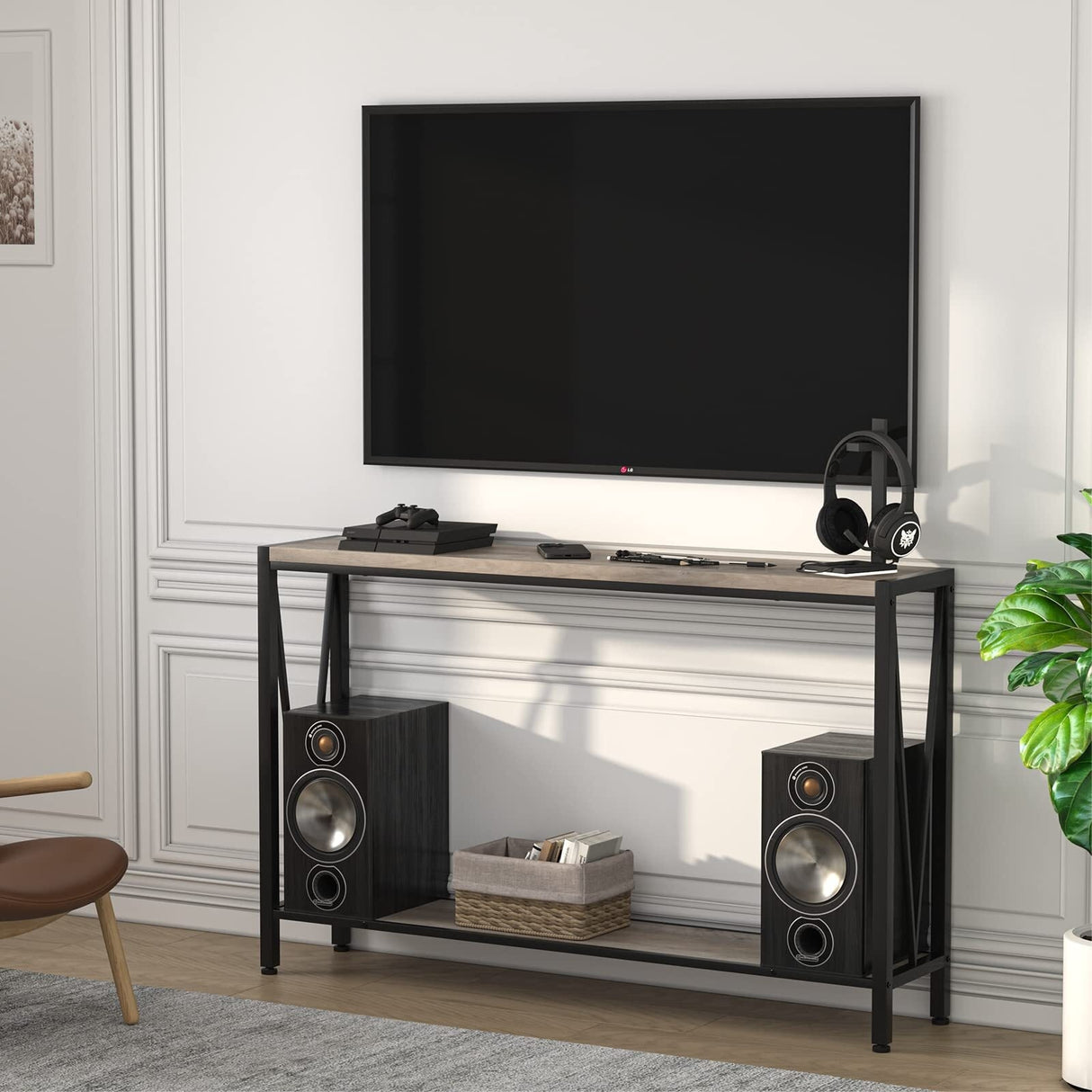 42.9" Grey Entryway Table with Storage