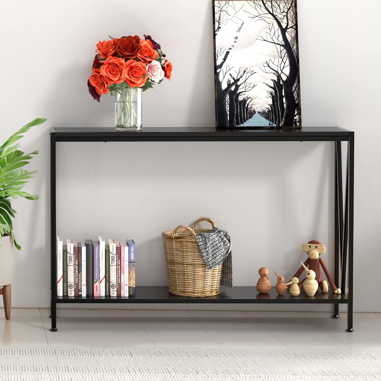 42.9" Grey Entryway Table with Storage