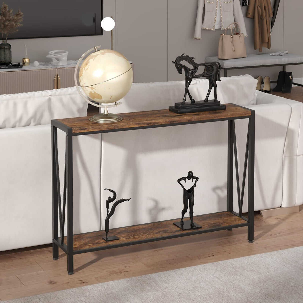 42.9" Grey Entryway Table with Storage