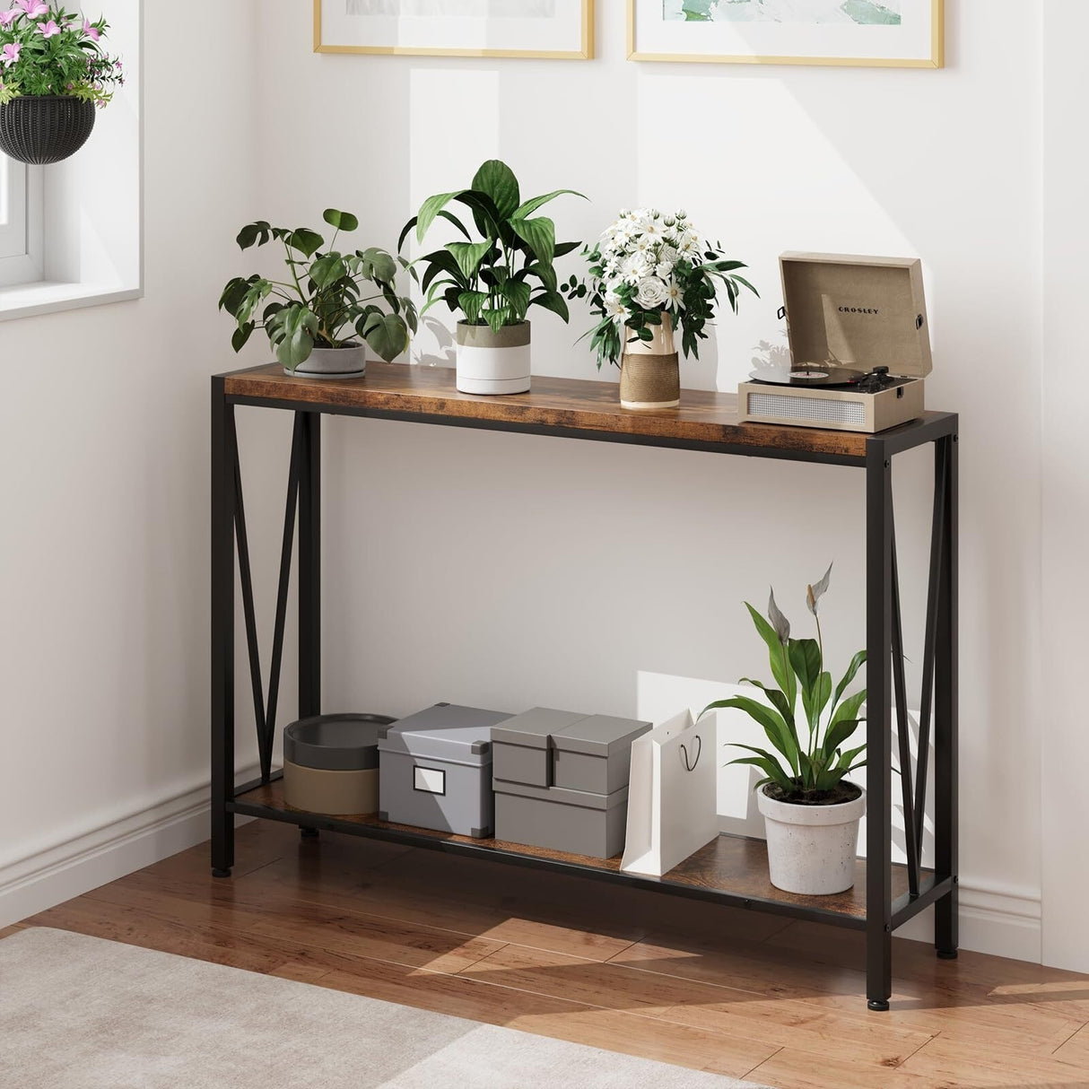 42.9" Grey Entryway Table with Storage