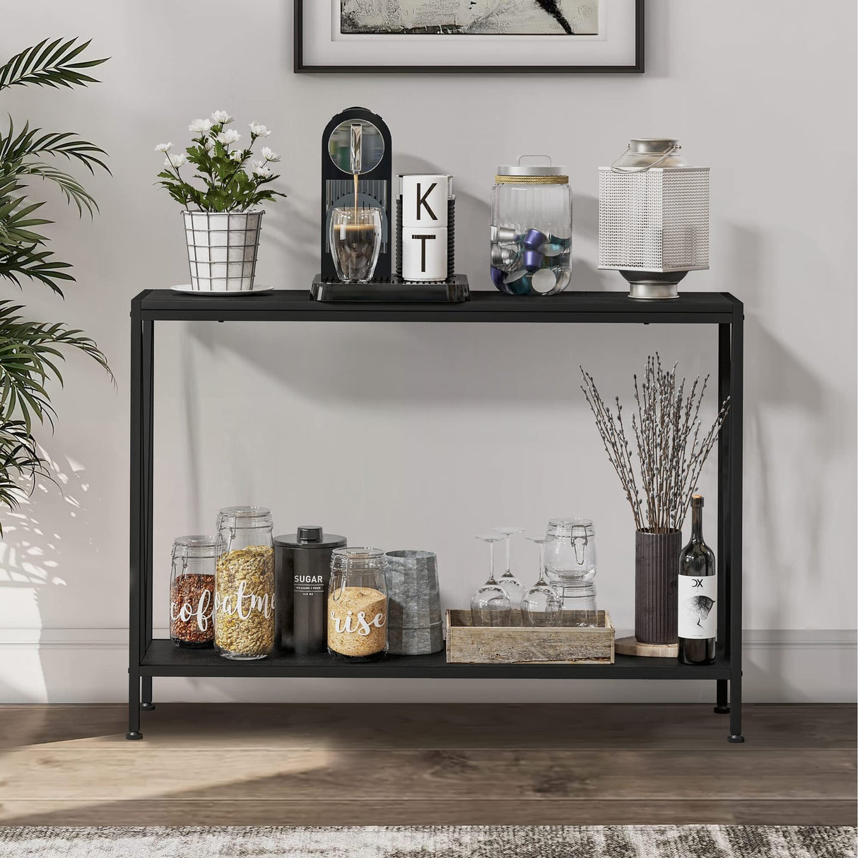 42.9" Grey Entryway Table with Storage