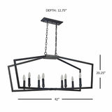42" Black 8 Light Linear Island Pendant
