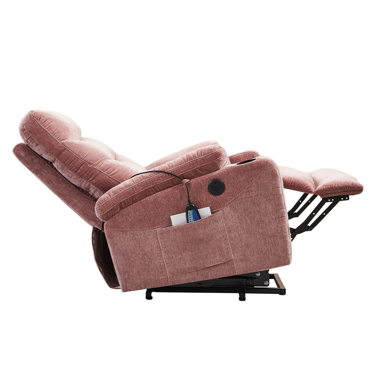 42" Electric Power Lift Recliner Sofa with Massage and Heat, 3 Positions, 2 Side Pockets, Cup Holder, Usb Ports, Single Sofa