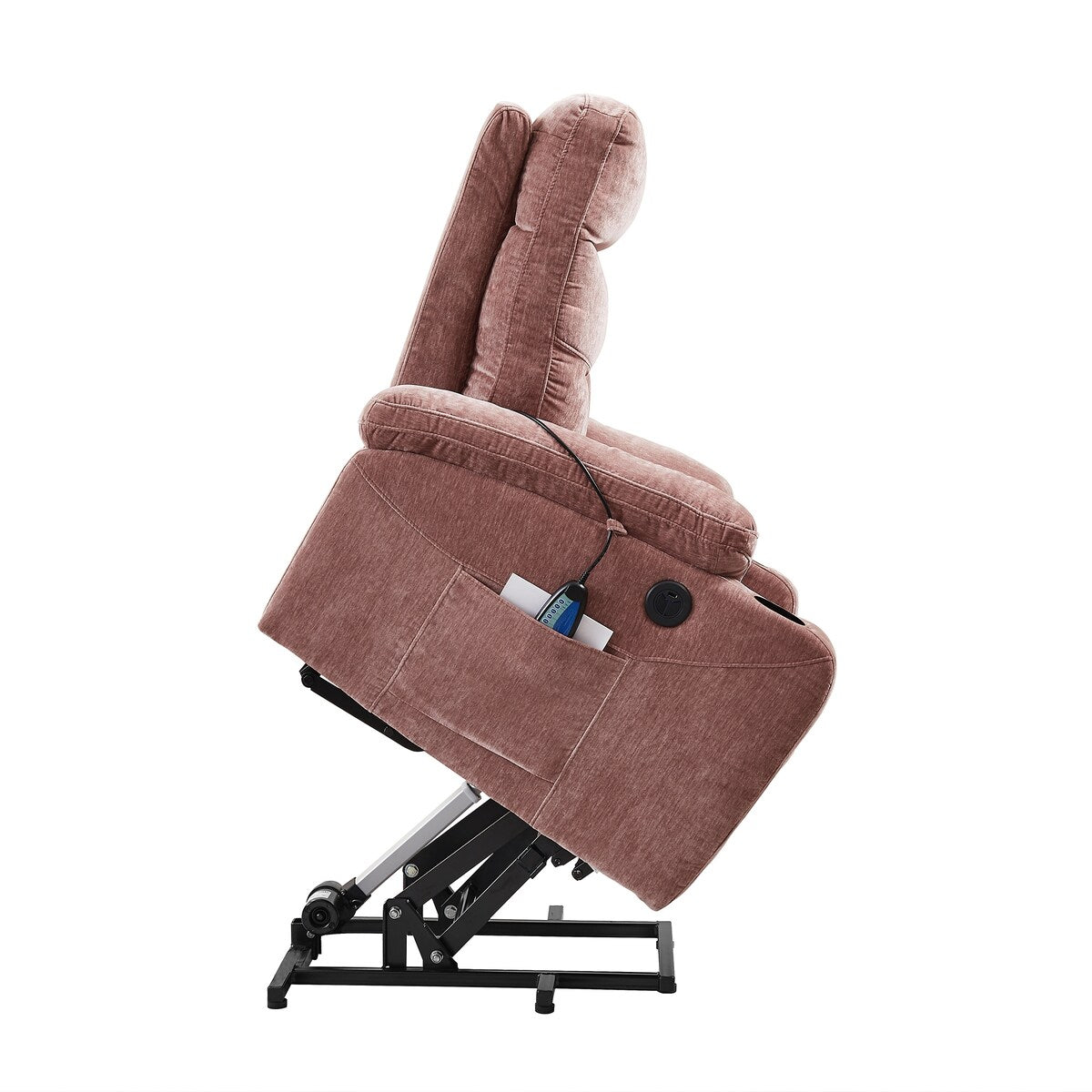 42" Electric Power Lift Recliner Sofa with Massage and Heat, 3 Positions, 2 Side Pockets, Cup Holder, Usb Ports, Single Sofa
