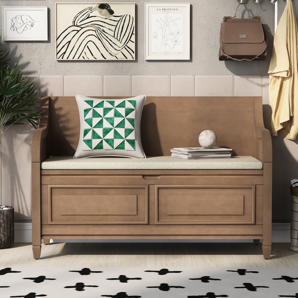 42" Rustic Style Solid wood Entryway Multifunctional Storage Bench