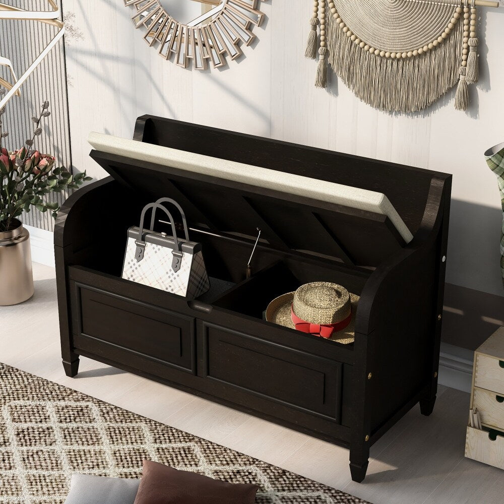 42" Rustic Style Solid wood Entryway Multifunctional Storage Bench