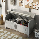 42" Rustic Style Solid wood Entryway Multifunctional Storage Bench