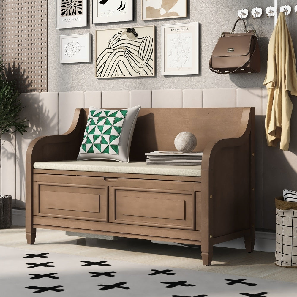 42" Rustic Style Solid wood Entryway Multifunctional Storage Bench