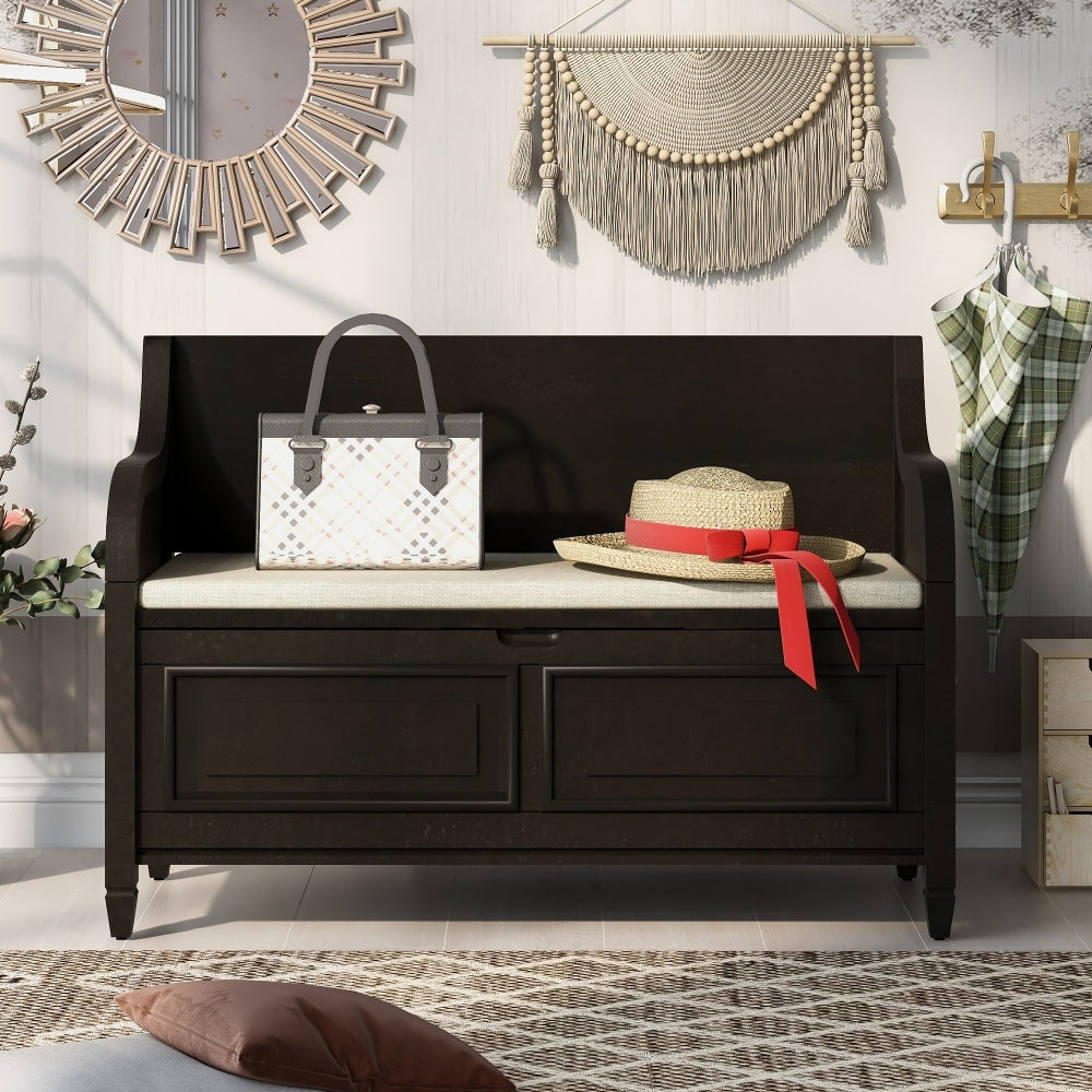 42" Rustic Style Solid wood Entryway Multifunctional Storage Bench