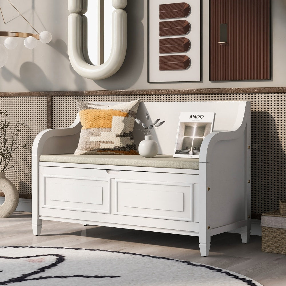 42" Rustic Style Solid wood Entryway Multifunctional Storage Bench