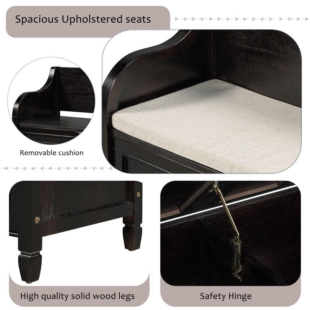 42" Rustic Style Solid wood Entryway Multifunctional Storage Bench