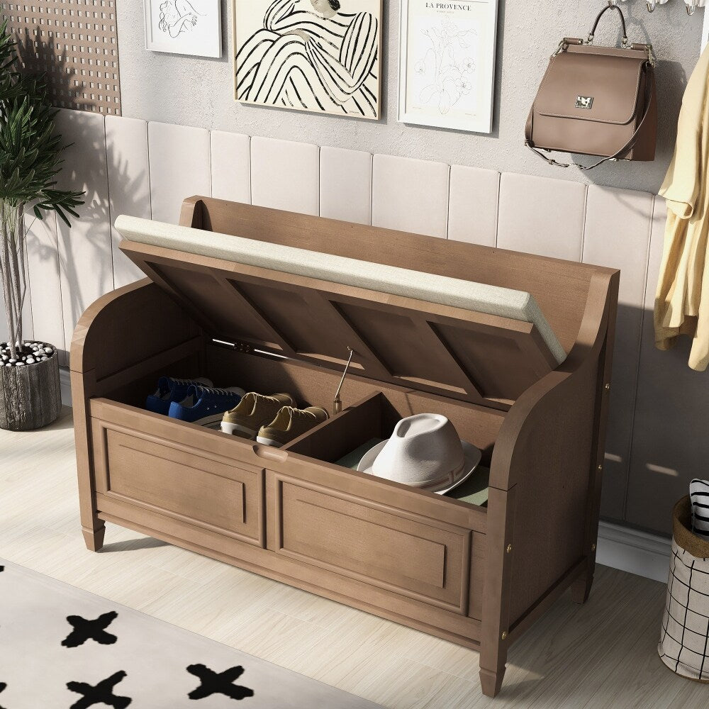 42" Rustic Style Solid wood Entryway Multifunctional Storage Bench