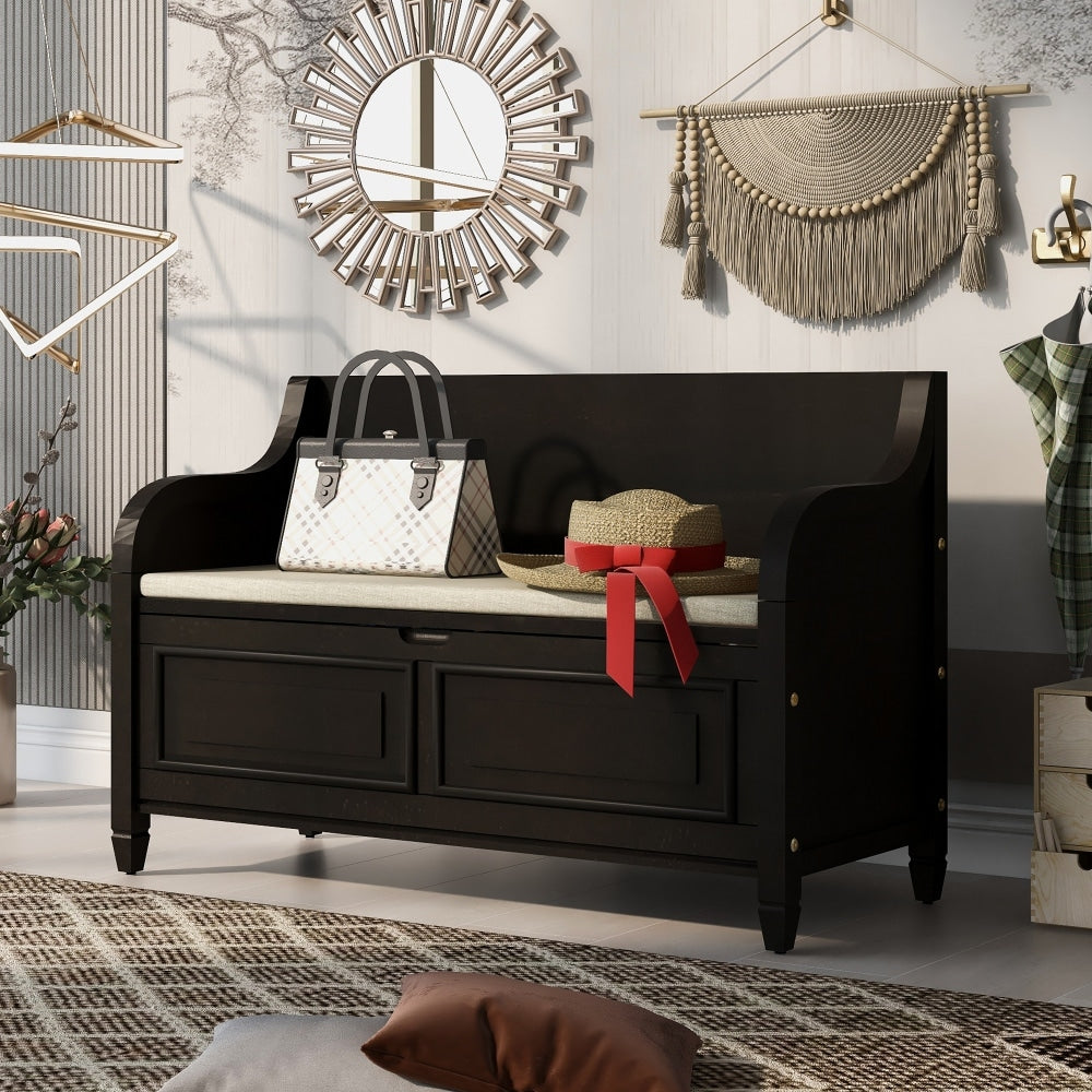 42" Rustic Style Solid wood Entryway Multifunctional Storage Bench