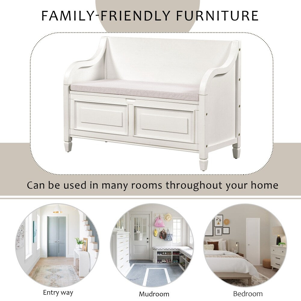 42" Rustic Style Solid wood Entryway Multifunctional Storage Bench