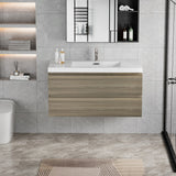 42"Bathroom Vanity with Sink,Modern Wall-Mounted Bathroom Storage Vanity Cabinet with Resin Top Basin and Soft Close Drawers