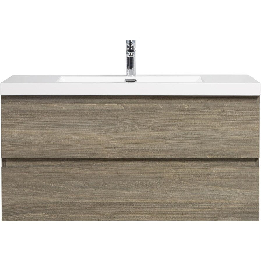 42"Bathroom Vanity with Sink,Modern Wall-Mounted Bathroom Storage Vanity Cabinet with Resin Top Basin and Soft Close Drawers