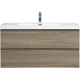 42"Bathroom Vanity with Sink,Modern Wall-Mounted Bathroom Storage Vanity Cabinet with Resin Top Basin and Soft Close Drawers