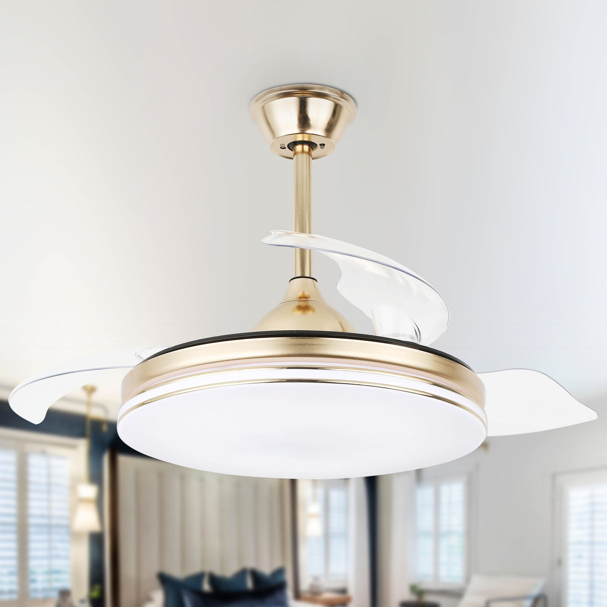 Cusp Barn 42" Retractable Ceiling Fan with Lights and Remote 3-Blade CCT Dimmable LED Ceiling Light