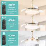 Cusp Barn 42" Retractable Ceiling Fan with Lights and Remote 3-Blade CCT Dimmable LED Ceiling Light
