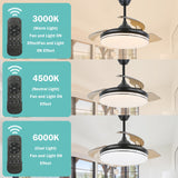 Cusp Barn 42" Retractable Ceiling Fan with Lights and Remote 3-Blade CCT Dimmable LED Ceiling Light